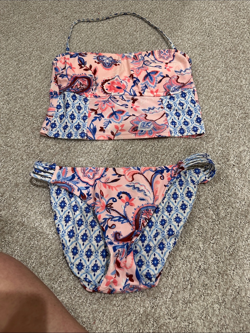 Pink & Blue Paisley Two-Piece Bikini Set